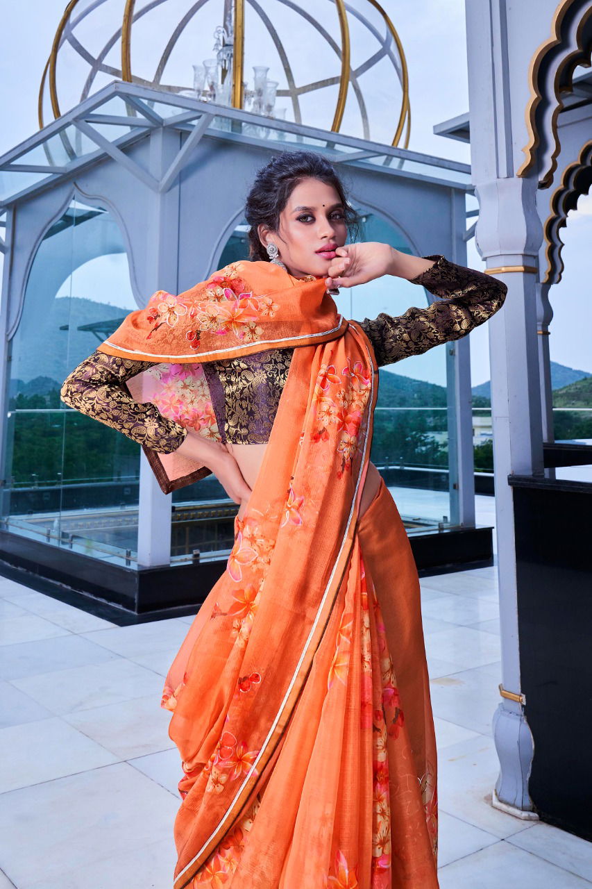 Rajyog Aarohi Organza Party Wear Designer Printed Silk Saree Collection